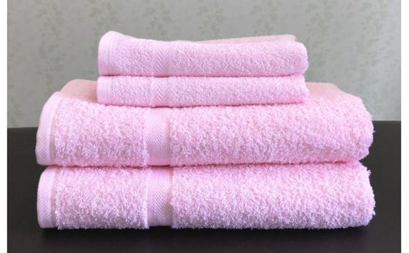 泉州タオルＪＯＹバス＆フェイス４枚セット（チェリーピンク）【泉州タオル 国産 吸水 普段使い 無地 シンプル 日用品 家族 ファミリー 大阪 泉佐野 大阪府 泉佐野市】
