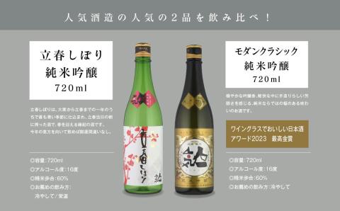 《数量限定  2025年2月出荷開始》立春しぼり純米吟醸 720ml・モダンクラシック純米吟醸 720ml 各1本セット【人気酒造】