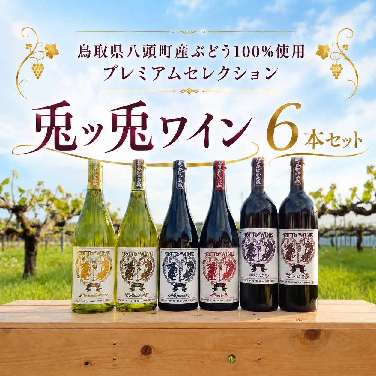 Y1088 八頭町産ぶどう100%使用プレミアムセレクション｜兎ッ兎ワイン6本セット
