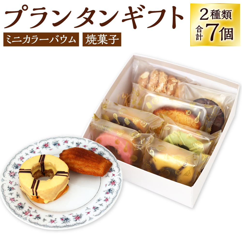 【ふるさと納税】プランタンギフト 2種類 合計7個 詰合せ ミニカラーバウム 焼菓子 バウムクーヘン お菓子 スイーツ 焼き菓子 セレクト おまかせ 個包装 送料無料