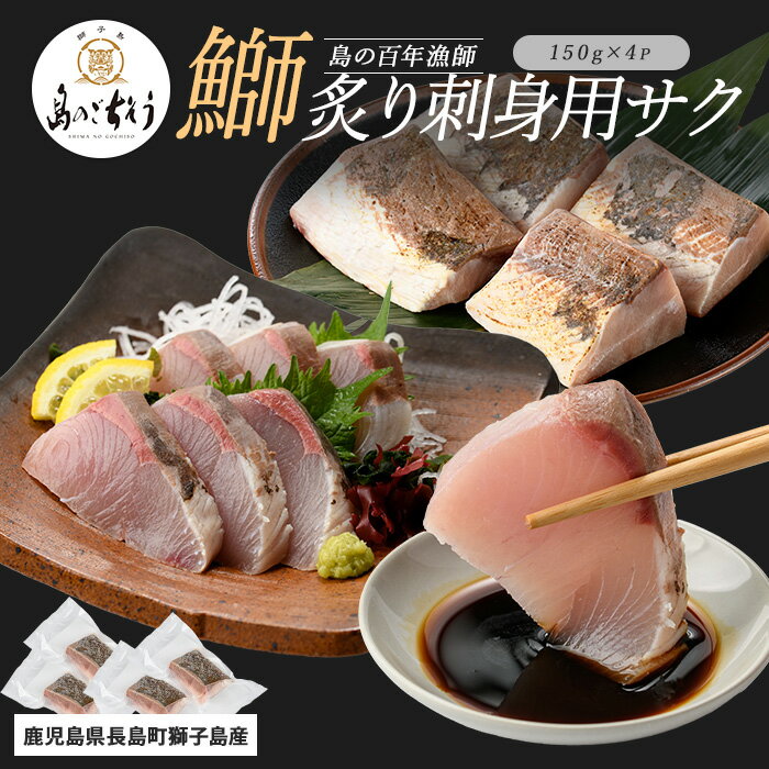 【ふるさと納税】＜百年漁師＞獅子島産 百年漁師の鰤 炙り刺身サク (約150g×4パック) 【島のごちそう】gochi-7044R8