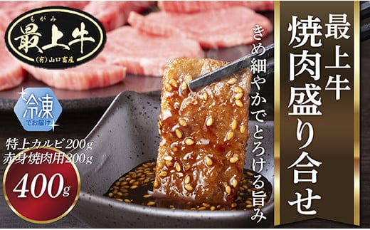 
【冷凍】最上牛焼肉盛合せ(特上カルビ200ｇ+赤身焼肉用200ｇ)
