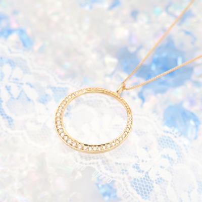 ふるさと納税 山梨県 K18 0.33ctダイヤモンド　サークルペンダントネックレス　HH019063 |  | 01