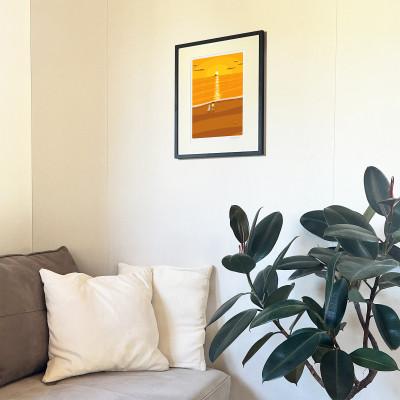 ふるさと納税 茅ヶ崎市 湘南・茅ヶ崎で描く、海を感じるイラストアート『ジークレーアートフレーム　SL-07』(大:四つ切) |  | 01