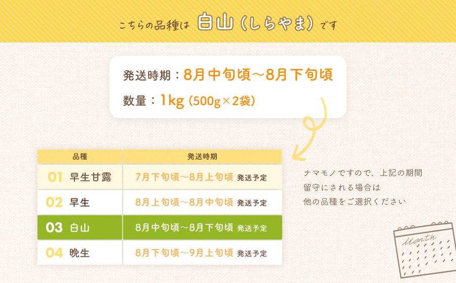 【令和7年産 先行予約】だだちゃ豆(白山)　1,000g（500g×2袋） だだちゃ喜左衛門（株）　枝豆 1kg