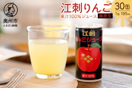 江刺りんごジュース 藤原缶(195ml×30缶) ストレート果汁100％[A0047]