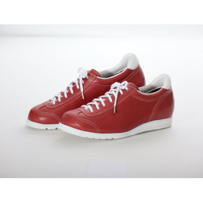 【ふるさと納税】本革レザースニーカー25.0cmレッドBR【1277574】