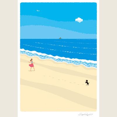 ふるさと納税 茅ヶ崎市 湘南・茅ヶ崎で描く、海を感じるイラストアート『ジークレーアートフレーム　SL-01』(小:八つ切) |  | 02