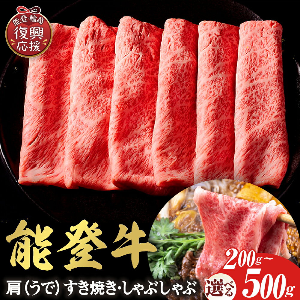 【ふるさと納税】【能登半島地震復興支援】【和牛セレブ】能登牛 牛肩 ( うで ) ( 選べる内容量 : 200g 300g 400g 500g )| 牛肉 肉 国産牛 和牛 能登牛 ブランド牛 冷凍 すき焼き しゃぶしゃぶ お取り寄せ ご当地 産地直送 農家直送 送料無料 国産 能登 石川県 輪島市