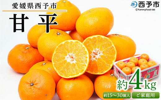 ＜愛媛県西予市産 甘平 ご家庭用 約4kg＞訳あり 果物 フルーツ 柑橘類 みかん 蜜柑 ミカン オレンジ かんぺい カンペイ 期間限定 季節限定 甘い 食べて応援 特産品 宇都宮物産 愛媛県 西予市【常温】『2026年2月上旬～3月中旬迄に順次出荷予定』