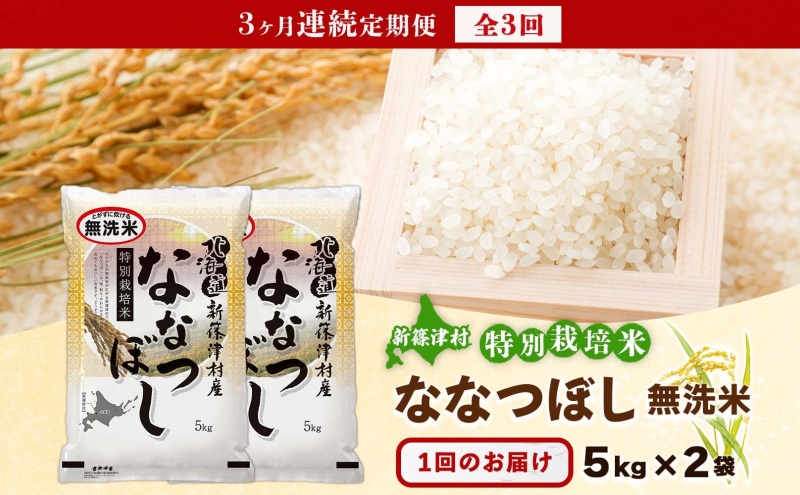 定期便 3ヵ月 北海道 特別栽培 令和7年産 ななつぼし 10kg 無