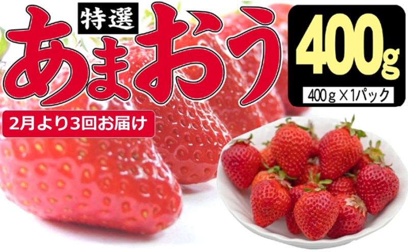 定期便 3ヶ月 いちご あまおう 400g 特選 あまおう 2027年2月より発送 イチゴ 苺 フルーツ 果物 デザート 3回 お楽しみ ※配送不可：離島 