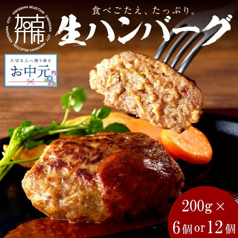 【ふるさと納税】【＼お中元／】【レビューキャンペーン】【食べ応えたっぷり！】 自家製生ハンバーグ200g 6個 12個 《 惣菜 ハンバーグ 肉 小分け 簡単調理 冷凍 焼くだけ 加古川市 グルメ 自家製 牛ミンチ おすすめ プレゼント お取り寄せ 選べる 》