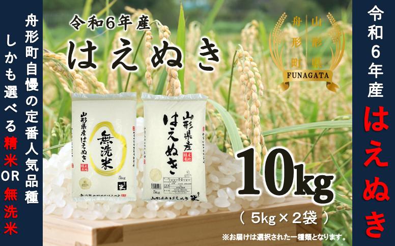 
【令和6年産米】はえぬき10kg（5kg×2袋）　選べる 精米or無洗米
