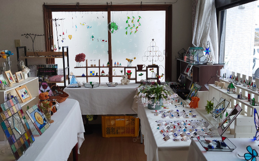 ★地元職人がデザイン・作成したガラス製のハウス型ランプ 北海道釧路市「カフェ＆雑貨cache cache（カシュカシュ）」 ★ ガラス細工 雑貨 地域 道東 港町 F5F-0302