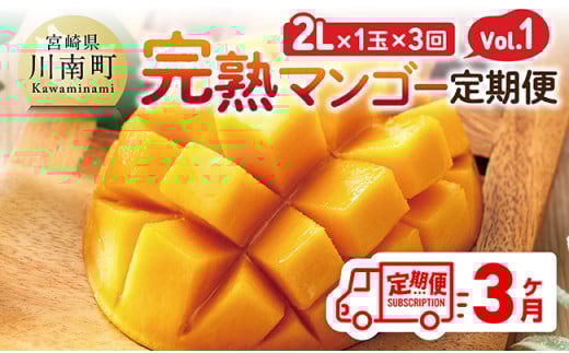 【3ヶ月定期便】完熟マンゴー定期便Vol.1 【 川南町産 くだもの マンゴー   】