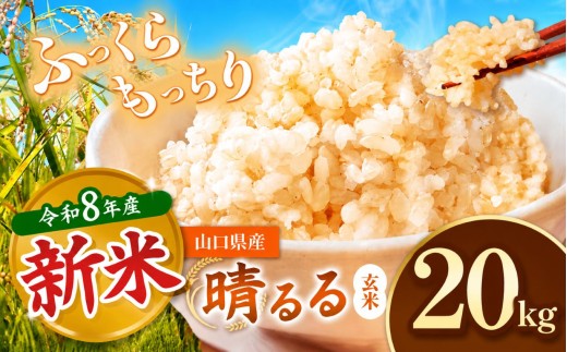 令和8年度産 新米 晴るる 玄米 20kg 村上農園 先行予約 ＜ 2026年9月下旬より11月末まで順次発送 ＞ ｜ 米 精米 新米 玄米 米 雑穀 お米 コメ 単一米 晴るる はるる  山口 美祢 秋吉台 20kg