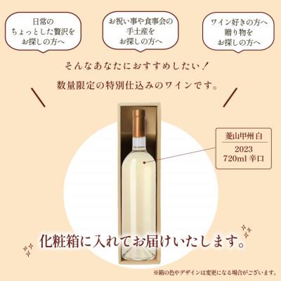 ふるさと納税 甲州市 山梨県産 白ワイン 菱山 甲州種で造る手絞り甲州ワイン 辛口 1本 720ml ラベルレス |  | 03