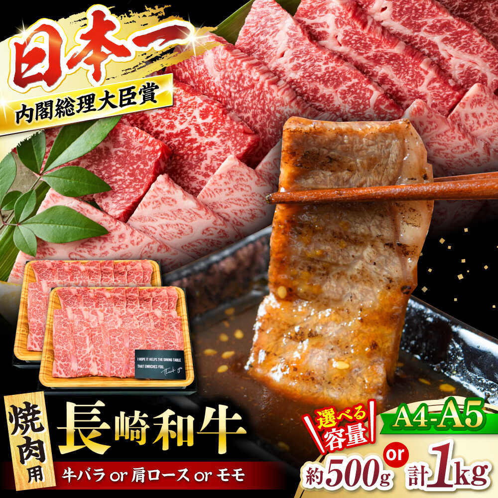 【ふるさと納税】《レビューキャンペーン開催中！》【A4～A5】長崎和牛 焼肉用 約500g / 計1kg (約500g×2p) ＜株式会社MEAT PLUS＞[CFT001] 和牛 ブランド牛 焼肉 やきにく BBQ 贈り物 ギフト 贈答用 肉 牛肉