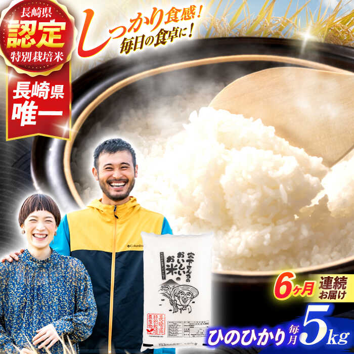 【ふるさと納税】＜先行予約＞(令和7年産)【6回定期便】長崎県認定特別栽培米ひのひかり5kg / 米 こめ コメ おこめ お米 白米 精米 ひのひかり ヒノヒカリ kome 長崎県産 / 諫早市 / 宮下農園 [AHCG027]
