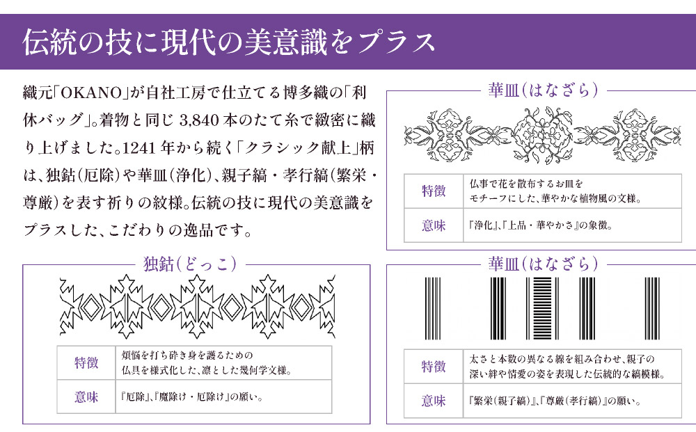 博多織ネクタイ「衿結」献上博多シリーズ クラシック献上（濃紺に瑠璃色）【OKANO 博多きもの制作所】