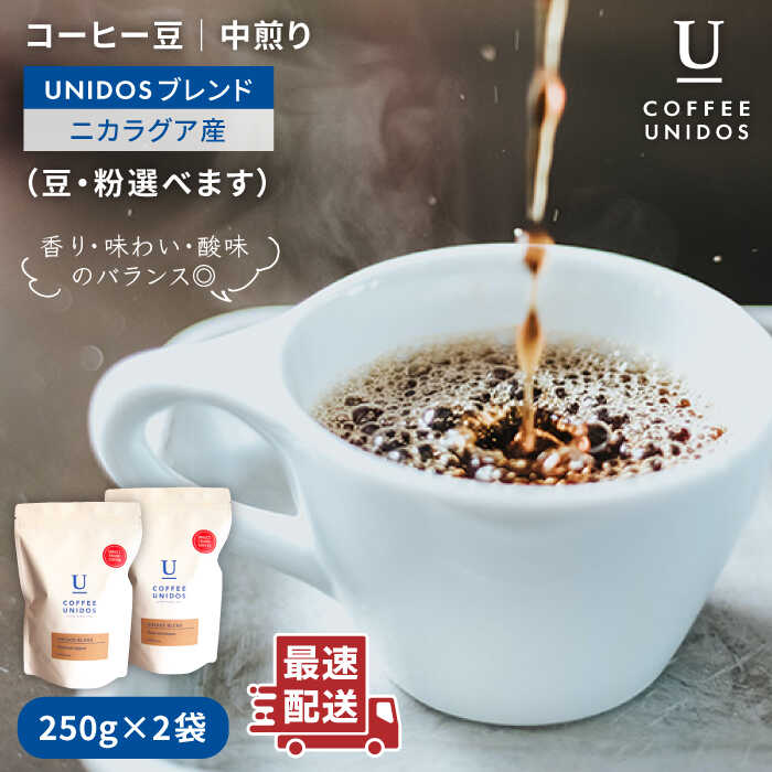 【ふるさと納税】中煎りコーヒー豆 ウニドスブレンド 250g×2袋 (豆・粉選べます) 糸島市 / COFFEE UNIDOS 珈琲/カフェ/コーヒー粉 [AQF012] 14000円 常温