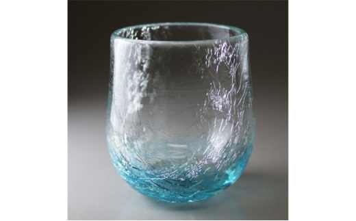 0872萩ガラス 耐熱ロック丸コップ ライトブルー