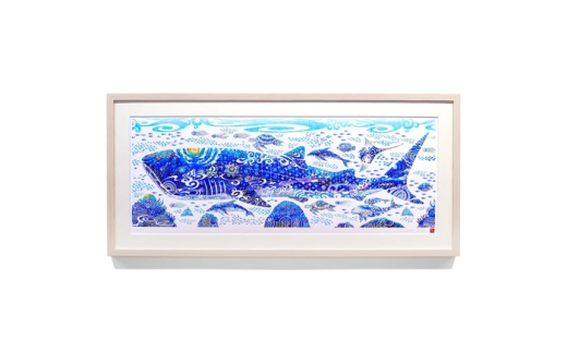 ［琉球イラストレーション］ 与儀勝之 『青の世界 / Blue World』 額装Sサイズ インテリア 雑貨 アート おしゃれ おすすめ 沖縄市 / yogima office [BCAI014]