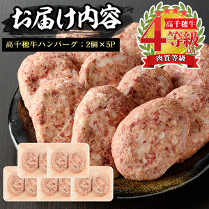 高千穂牛 ハンバーグ(計10個・2個×5P)【MT005】【JA高千穂地区ミートセンター】