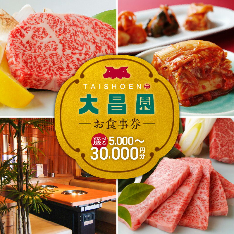 【ふるさと納税】焼肉の大昌園 お食事券 選べる 金額 5000円分 ～ 30000円分 焼肉 大昌園 久留米本店 文化街店 上津店 小郡津古店 佐賀兵庫店 クーポン チケット ギフト券 レストラン 家族 食事 大切な方 おもてなし 五感を満たす 幸せの時間 福岡県 久留米市 送料無料