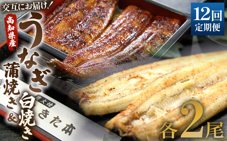 うなぎ 定期便 12回 うなぎ蒲焼き&白焼き120g 2尾(無頭) Wun-0050