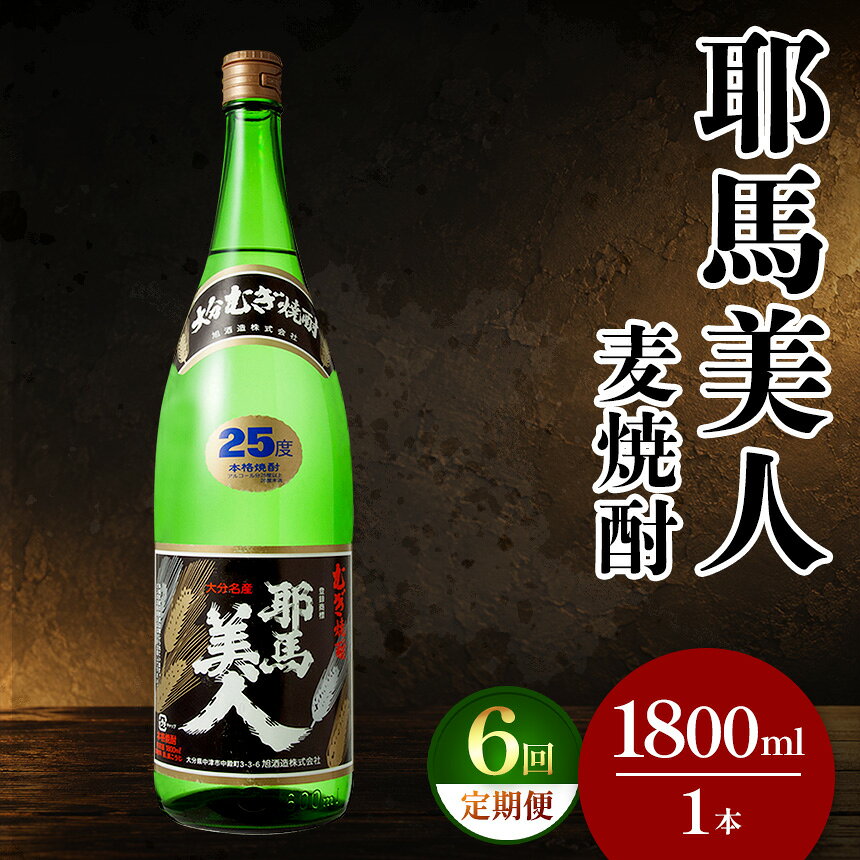 【ふるさと納税】【定期便6回】 麦焼酎 耶馬美人 25度 1,800ml×1本 | 大分県中津市の地酒 地酒 麦 焼酎 酒 アルコール 大分県産 九州産 定期 定期便 大分県 中津市