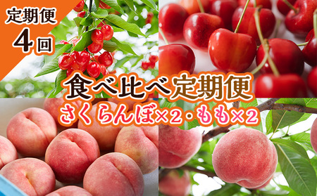 【定期便4回】★食べ比べ定期便★～さくらんぼ×2・もも×2～ 【令和7年産先行予約】FS23-736 くだもの 果物 フルーツ 山形 山形県 山形市 2025年産
