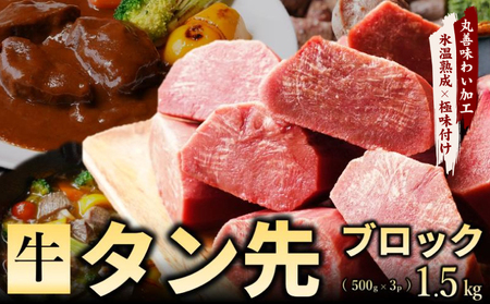 【数量限定】牛タン先 ブロック 1.5kg 丸善味わい加工