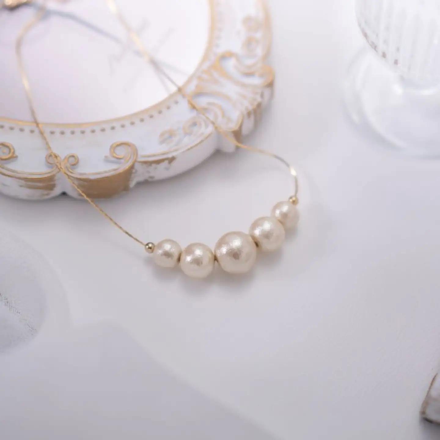 コットンパール「キスカ」ゴールドチェーンネックレス｜　パール アクセサリー 結婚式 ネックレス パーティー プレゼント 入学式 卒業式 コットンパール 
