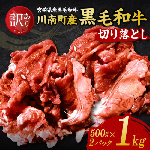 【訳あり】宮崎県産黒毛和牛　川南町産黒毛和牛切り落とし500g×2パック 【 宮崎県産 牛 牛肉 黒毛和牛 切り落とし 】