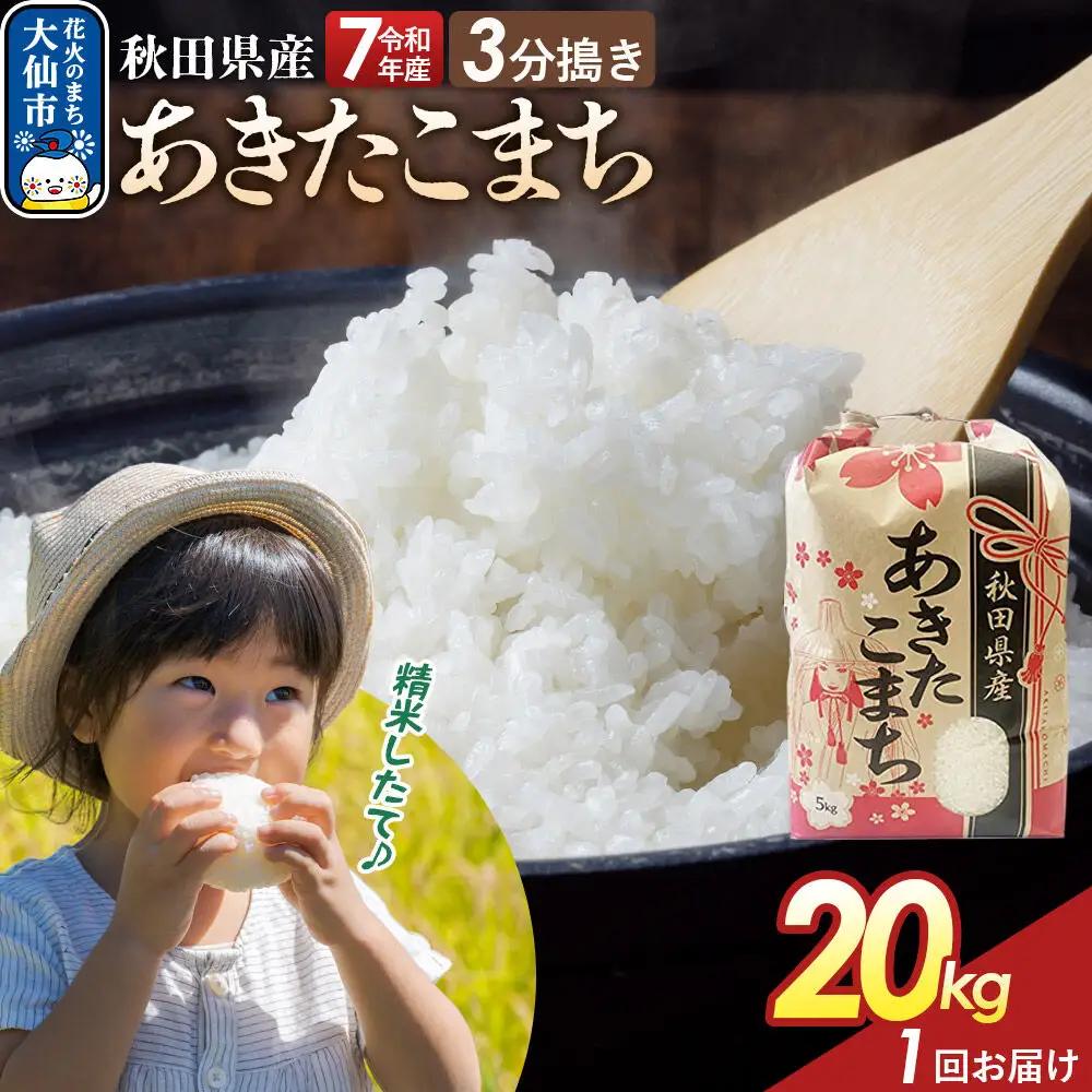 【3分搗き】あきたこまち 20kg（5kg×4） 秋田県産 令和7年産 こまちライン 秋田県 大仙市産