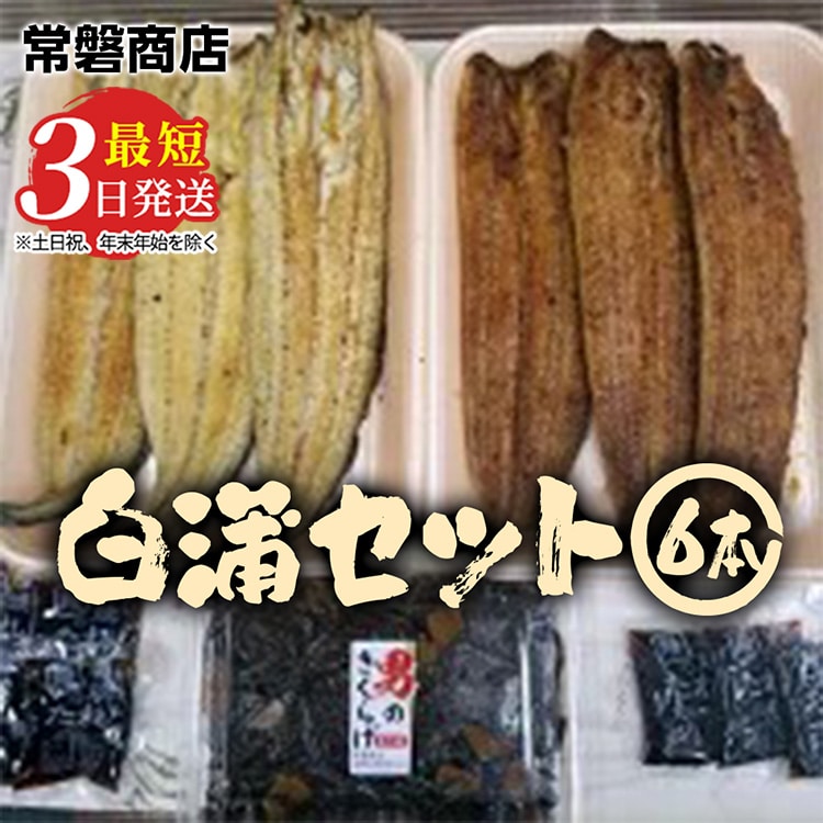 国産うなぎ白蒲セット6本【最短3日発送】うなぎの白焼き（120g～130g×3尾）、うなぎの蒲焼き（120g～130g×3尾）、男のきくらげのセット ｜国産のブランド鰻を茨城県土浦市の職人が丁寧に作り上げた美味しい蒲焼きと白焼き※離島への配送不可
