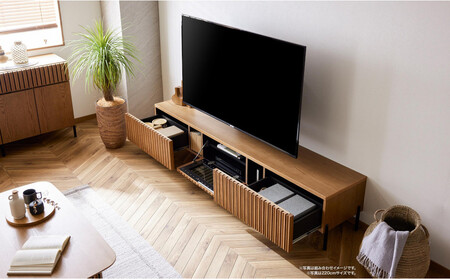 テレビボード 220cm ローボードタイプ ルーク＜オークヴィンテージナチュラル＞【モーブル／大川家具】