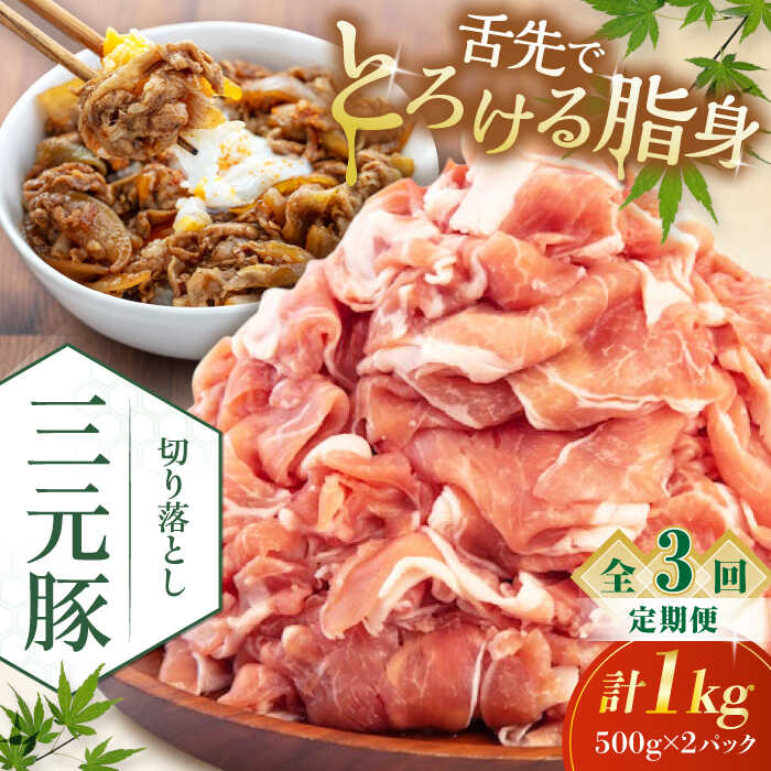 【ふるさと納税】 定期 三元豚 切り落とし 1kg 500g×2パック ▼ 全3回 定期便 《喜茂別町》【平田牧場】 肉 豚肉 生姜焼き 小分け 冷凍 冷凍配送 定期便 定期 北海道 平田牧場 おすすめ [AJAP031] 33000 33000円