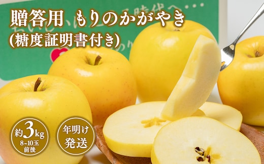 
										
										年明け発送 贈答用もりのかがやき約3kg（糖度証明書付き) 【那由多のりんご園・平川市産・希少品種】
									