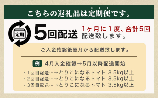 【先行予約】たにぐちファーム とりこになるトマト 【3.5kg以上×5回定期便】【2025年12月から出荷】 Ricotomato とりこになるトマト D-161