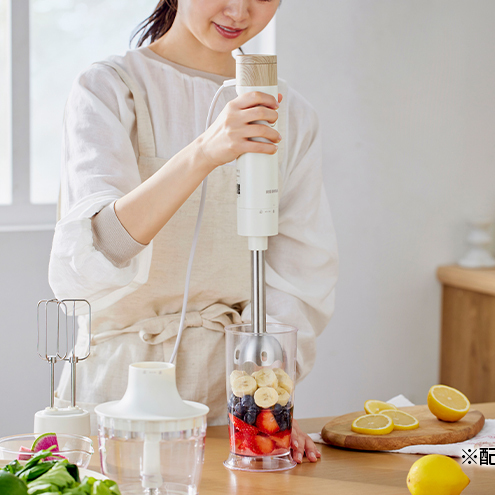 ハンドブレンダー IHB-M301 アイボリー ミキサー ブレンダー アイリスオーヤマ 離乳食 スムージー 泡だて器 ハンドミキサー ジューサー 出産祝い プレゼント おしゃれ 時短調理 ホイッパー チョッパー まぜる つぶす きざむ 調理器具