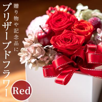 ふるさと納税 佐伯市 プリザーブドフラワー アレンジメント 赤 (縦16cm×横12cm×奥行12cm)