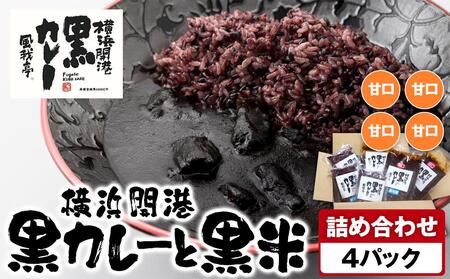 風我亭の横浜開港黒カレーと黒米の詰め合わせ　4パック【甘口4個】 AMK0003VC03