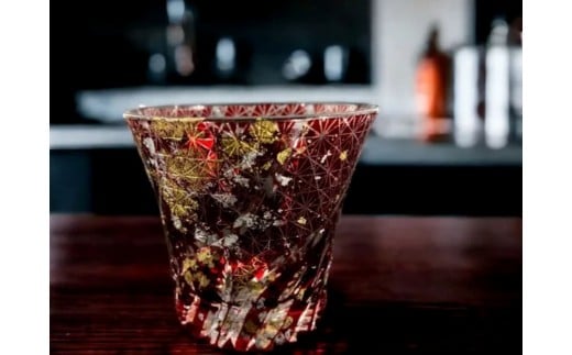 箔舞切子グラス240 レッド［NF246］