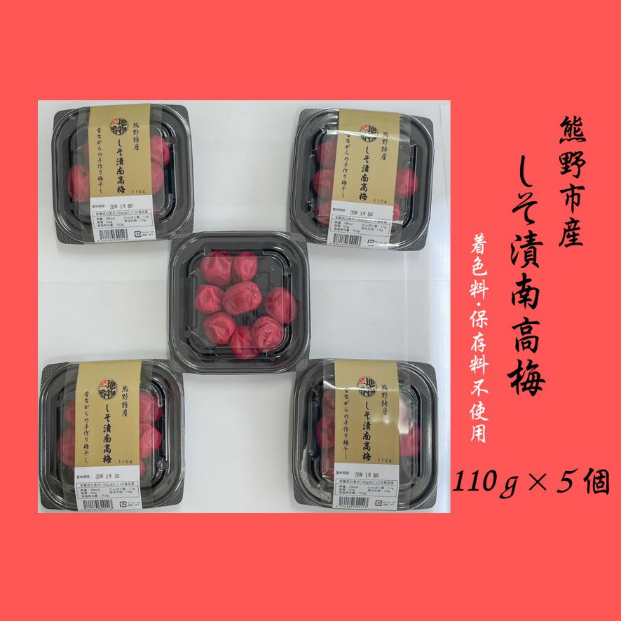 【ふるさと納税】梅干し 小分けタイプ 無添加 昔ながらの すっぱい しそ漬け梅干し 110g×5 三重 熊野市 うめぼし 梅 しょっぱい