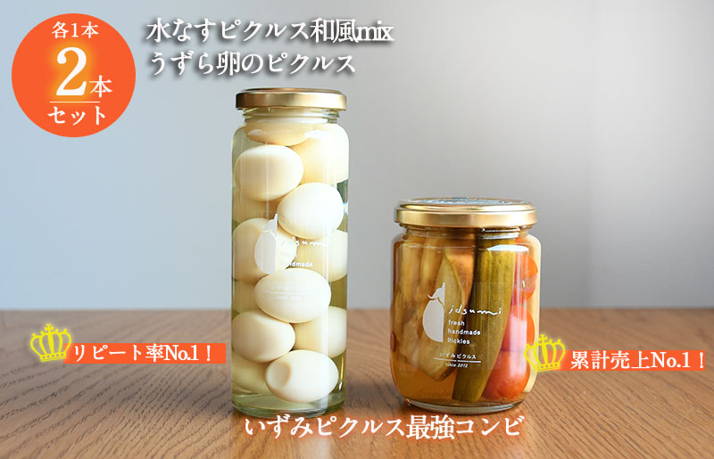 【いずみピクルス】担当者が選んだピクルス 2本セット うずら卵／水なすピクルス和風mix NSW ＜スピード発送＞