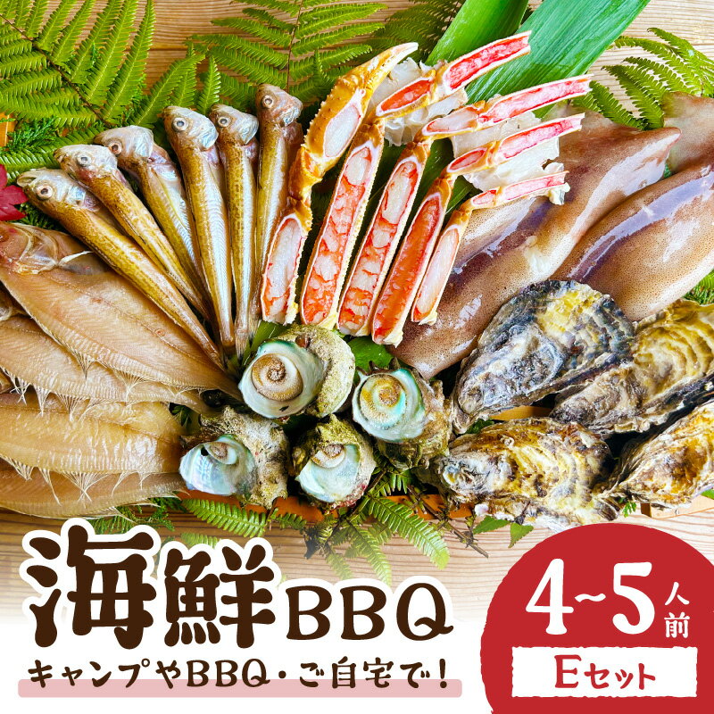 【ふるさと納税】【先行予約／2025年4月中旬〜発送】大満足！京丹後・海鮮BBQ　Eセット 豪華盛り合わせ 生ズワイガニ付 6種21品（4～5人前）魚介類 さざえ 蠑螺 カキ かき いか かれい かに カニ ズワイ蟹 バーベキュー アウトドア 個包装 冷凍