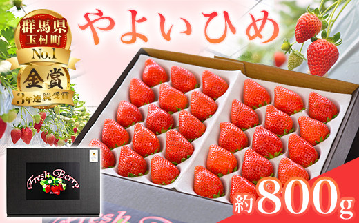 いちご やよいひめ いちご 約800g ３年連続金賞受賞 ｜リピーター 人気 レビュー 不在聞き取り実施 高評価 高品質 贈答用 アフター保証 新鮮 完熟 苺 ストロベリー 産地直送 甘い 人気 高評価 減農薬 有機肥料 高糖度 プレゼント 群馬県 玉村町